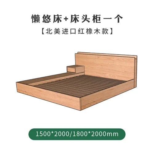 Japanese style walnut wood double bed