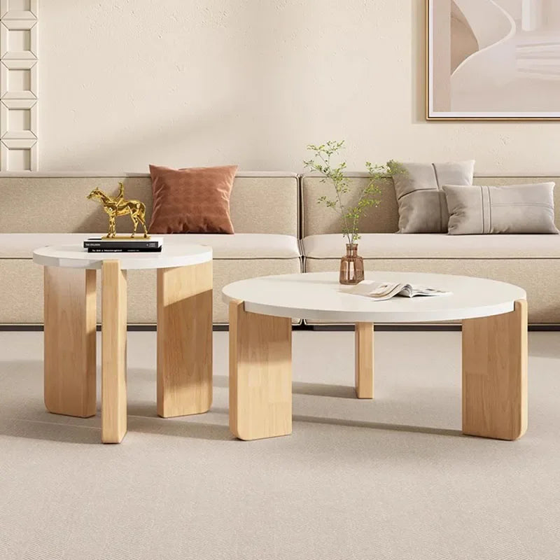 Japandi Decor Coffee Tables Modern Design Minimalist White Coffee Tables Round Tavolino Da Salotto Home Furniture