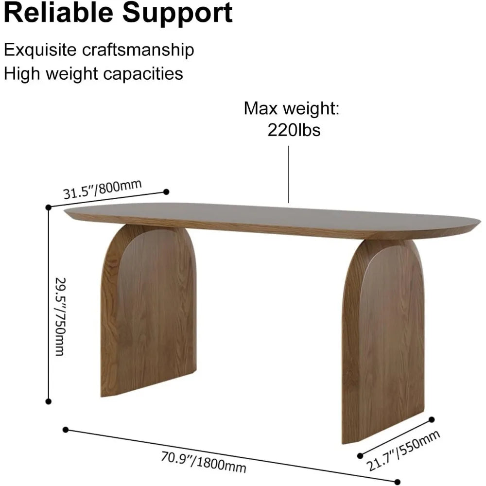 70.9" Japandi Oval Dining Table for 6, Modern Solid Wood Dininer Table for Dining Room, Kitchen, Living Room Mesas de Com