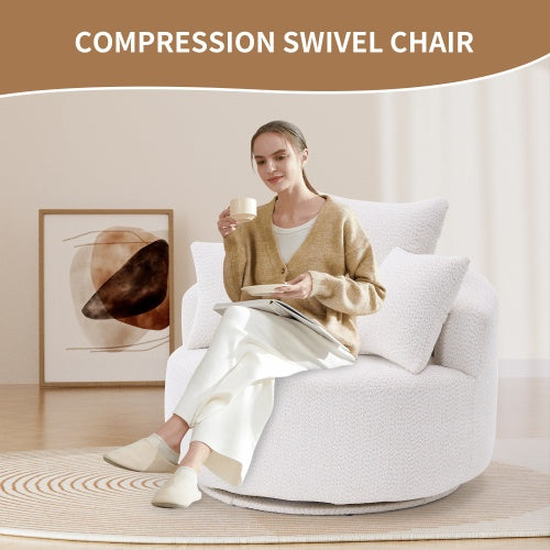 LY-031WH SWIVEL COMPRESSION CHAIR Single-seat Compression Chair, Crochet Yarn Material, Full Sponge Compression Swivel Chair,Compression Chair For Home Living  Home Furniture  Apartment  Hotel Office