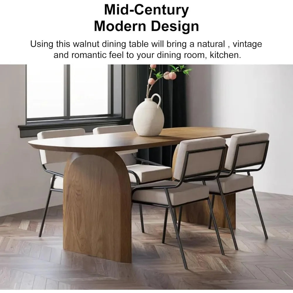 70.9" Japandi Oval Dining Table for 6, Modern Solid Wood Dininer Table for Dining Room, Kitchen, Living Room Mesas de Com